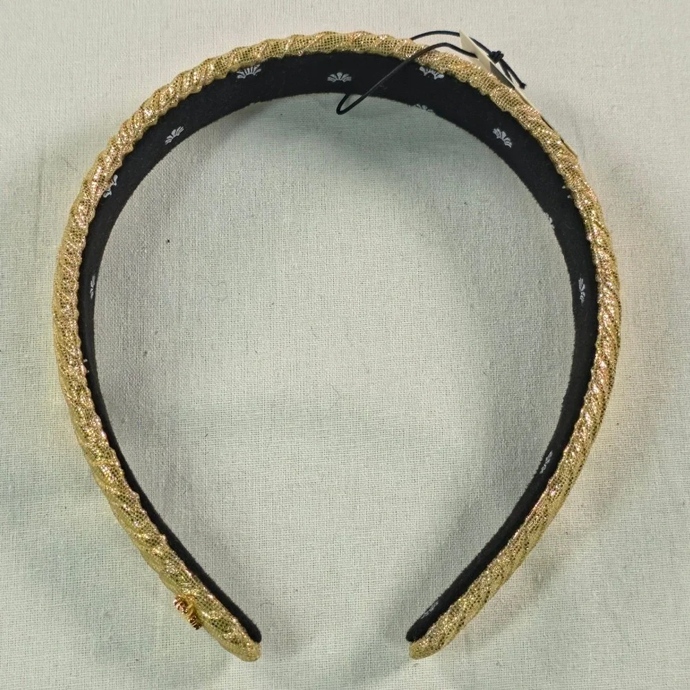 Lele Sadoughi Women Charlotte Crinkled Silk Headband OS Gold Luxury Feminine NWT